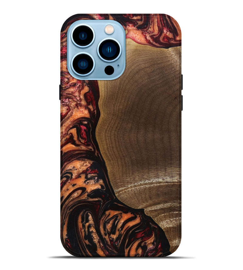 iPhone 14 Pro Max Wood+Resin Live Edge Phone Case - Alan (Red, 691666)