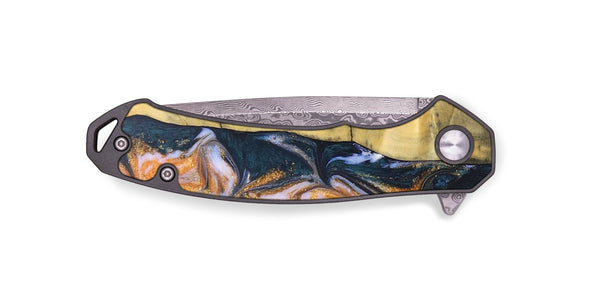 EDC Wood+Resin Pocket Knife - Ophelia (Teal & Gold, 691761)