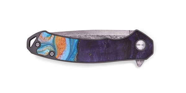 EDC Wood+Resin Pocket Knife - Gemma (Teal & Gold, 691764)