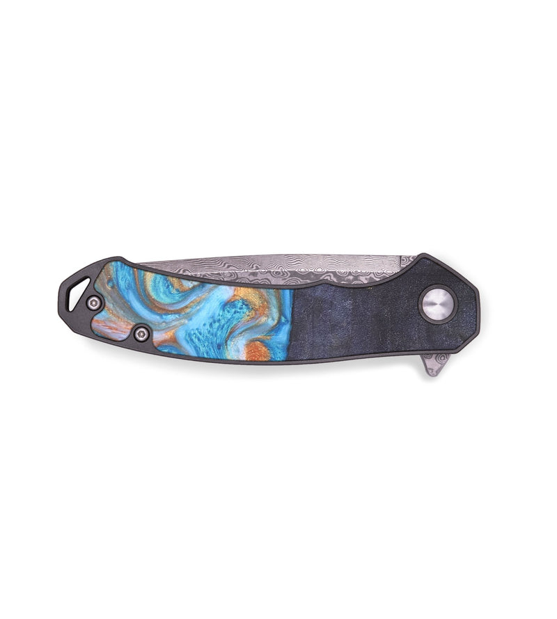 EDC Wood+Resin Pocket Knife - Landyn (Teal & Gold, 691772)