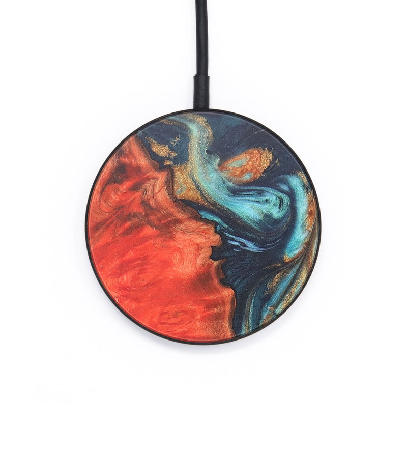 Circle Wood+Resin Wireless Charger - Connie (Teal & Gold, 691827)