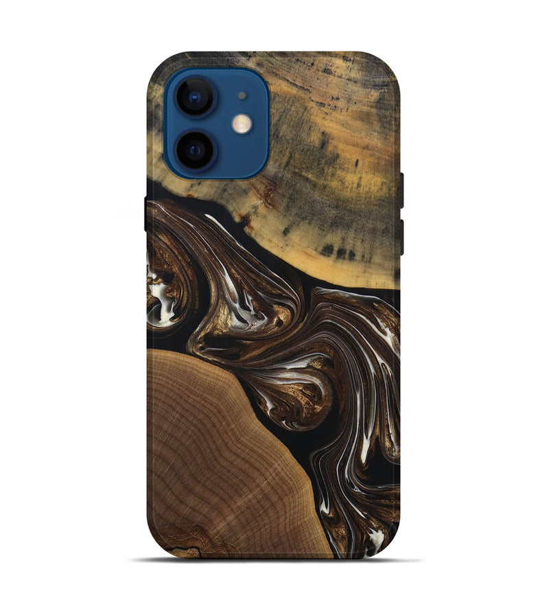 iPhone 12 Wood+Resin Live Edge Phone Case - Herman (Black & White, 691885)
