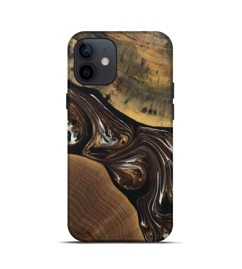 iPhone 12 mini Wood+Resin Live Edge Phone Case - Herman (Black & White, 691885)