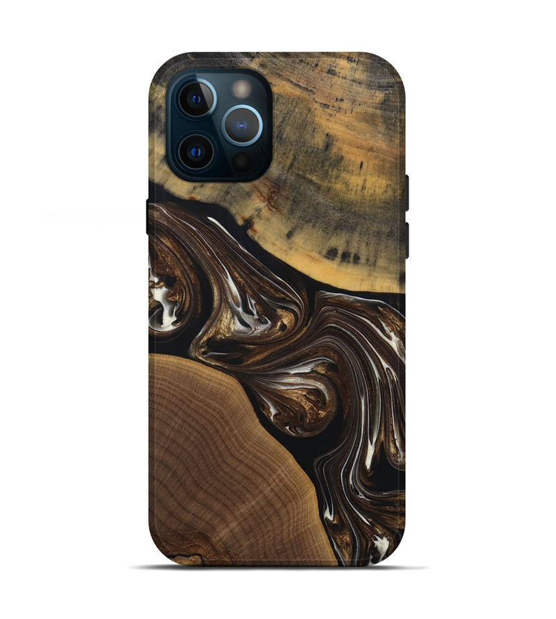 iPhone 12 Pro Wood+Resin Live Edge Phone Case - Herman (Black & White, 691885)
