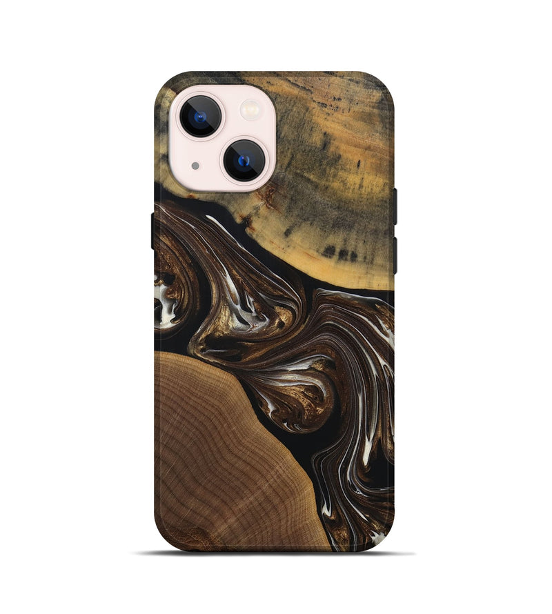 iPhone 13 mini Wood+Resin Live Edge Phone Case - Herman (Black & White, 691885)