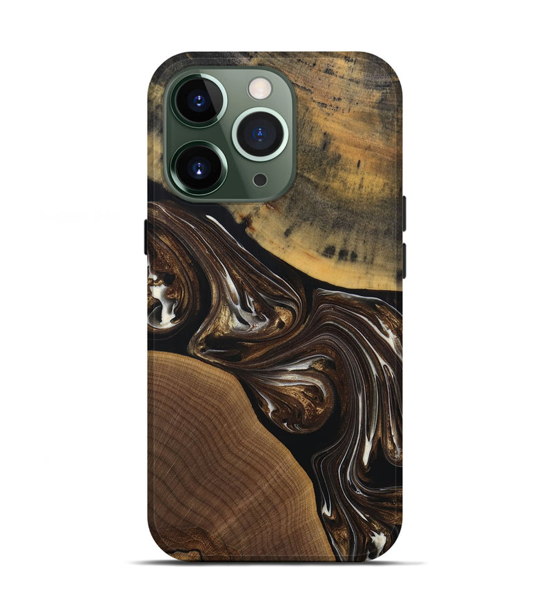 iPhone 13 Pro Wood+Resin Live Edge Phone Case - Herman (Black & White, 691885)