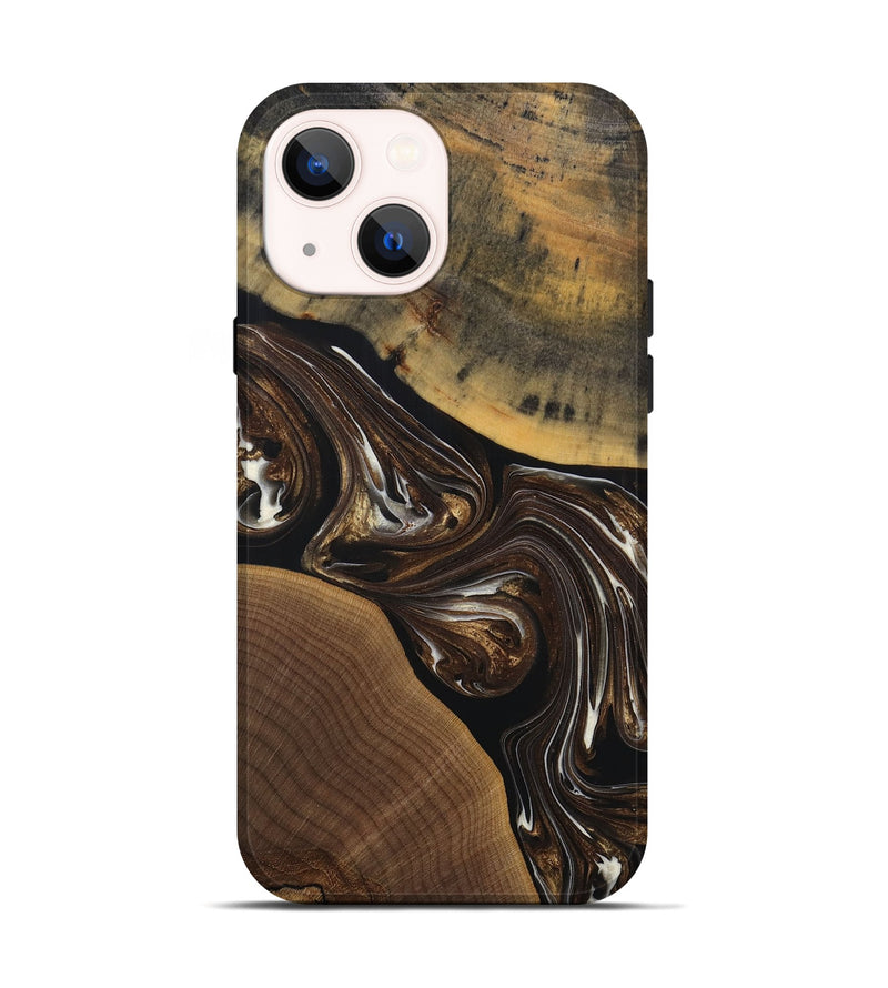 iPhone 14 Wood+Resin Live Edge Phone Case - Herman (Black & White, 691885)