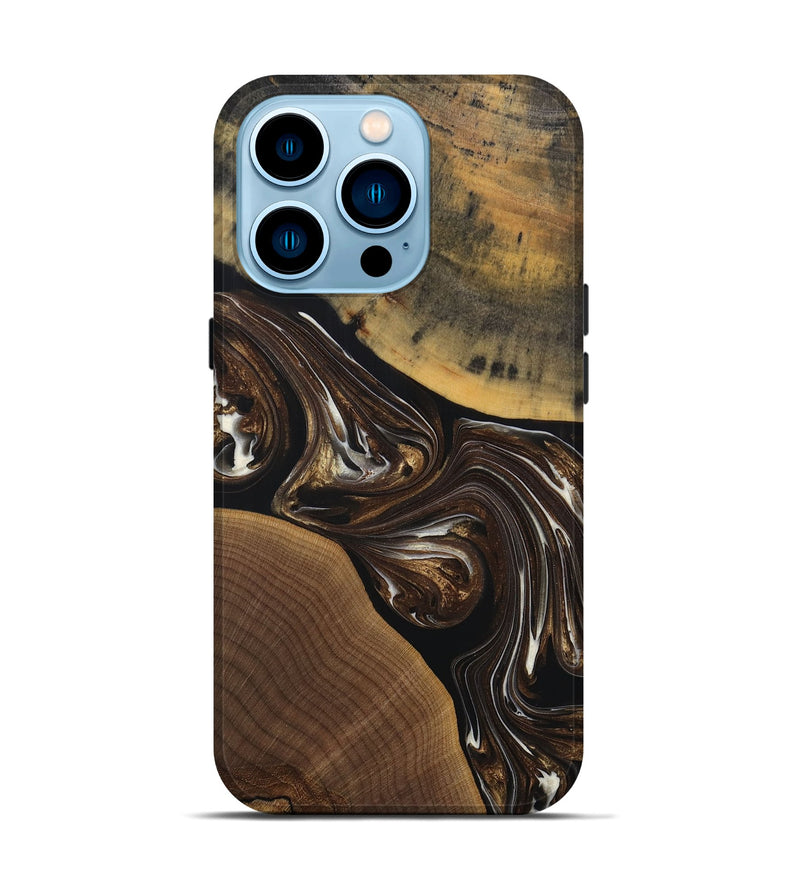 iPhone 14 Pro Wood+Resin Live Edge Phone Case - Herman (Black & White, 691885)