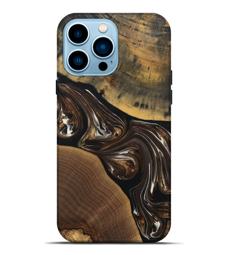 iPhone 14 Pro Max Wood+Resin Live Edge Phone Case - Herman (Black & White, 691885)
