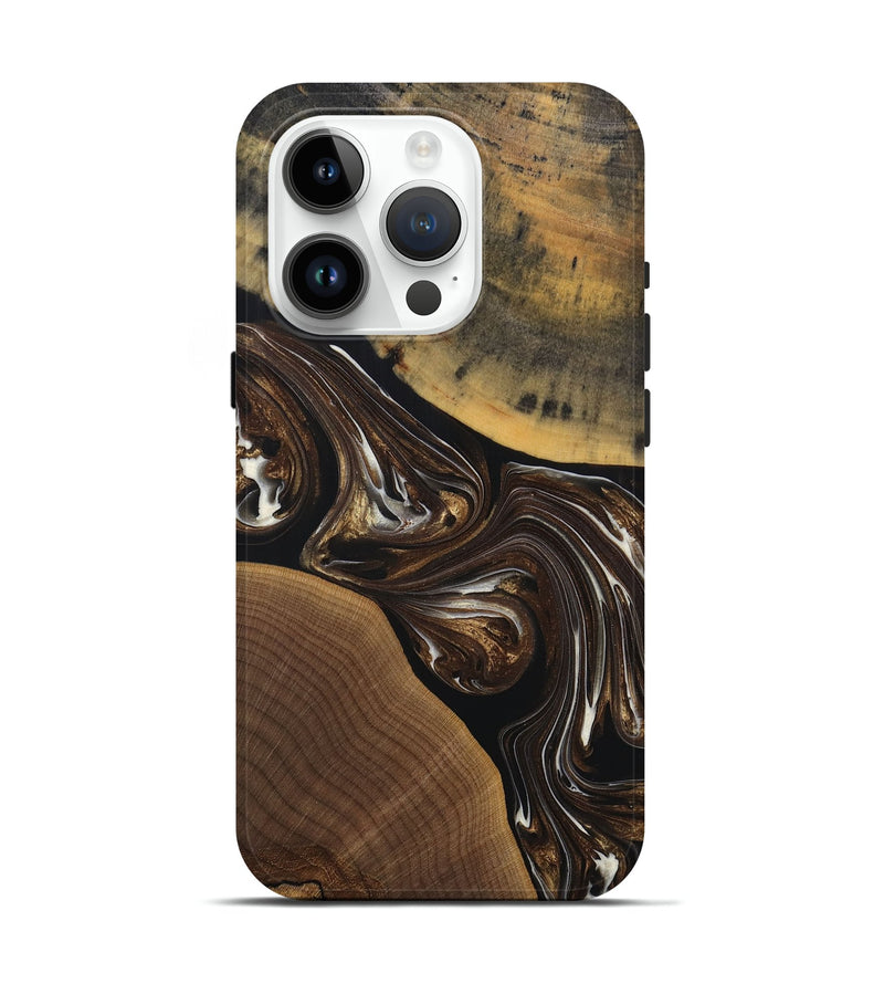 iPhone 15 Pro Wood+Resin Live Edge Phone Case - Herman (Black & White, 691885)