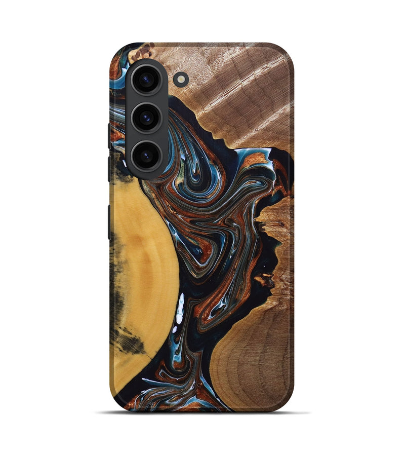 Galaxy S23 Wood+Resin Live Edge Phone Case - Mackenzie (Teal & Gold, 691898)
