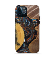 iPhone 12 Pro Wood+Resin Live Edge Phone Case - Mackenzie (Teal & Gold, 691898)