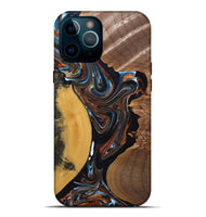 iPhone 12 Pro Max Wood+Resin Live Edge Phone Case - Mackenzie (Teal & Gold, 691898)