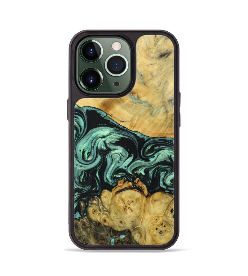 iPhone 13 Pro Wood+Resin Phone Case - Amara (Green, 691907)