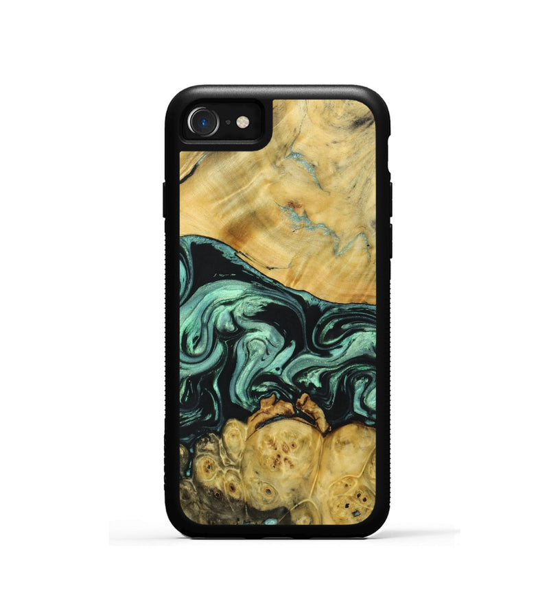iPhone SE Wood+Resin Phone Case - Amara (Green, 691907)