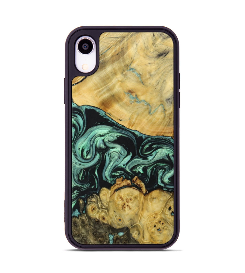 iPhone Xr Wood+Resin Phone Case - Amara (Green, 691907)