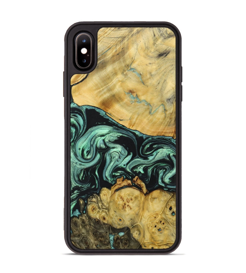 iPhone Xs Max Wood+Resin Phone Case - Amara (Green, 691907)