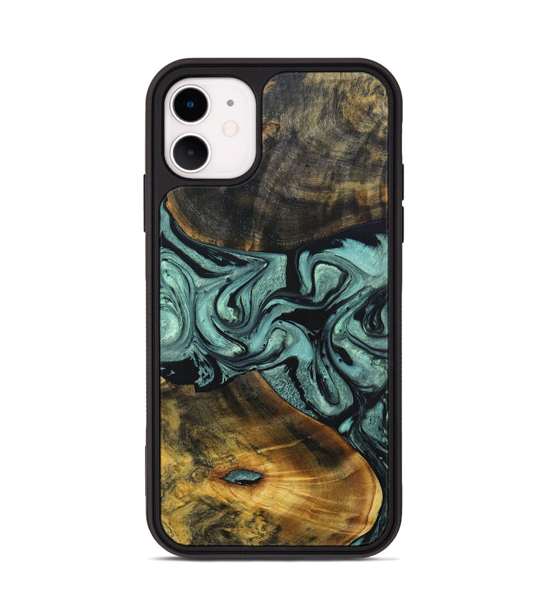 iPhone 11 Wood+Resin Phone Case - Carlton (Green, 691920)