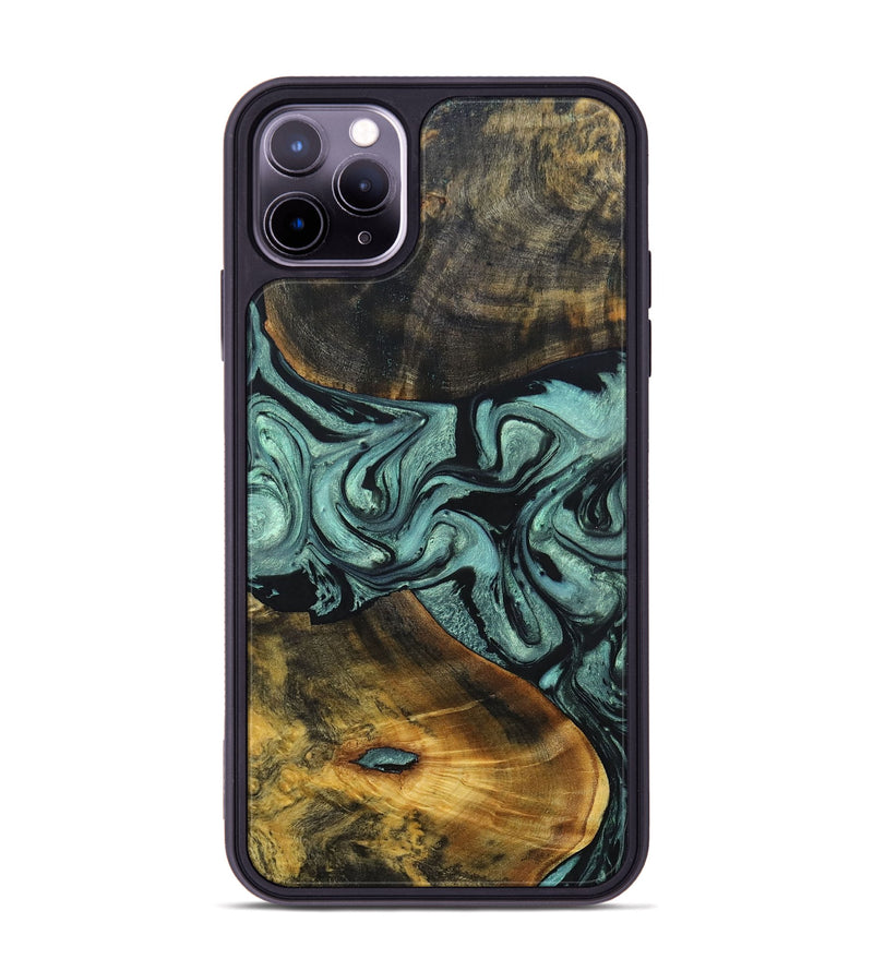 iPhone 11 Pro Max Wood+Resin Phone Case - Carlton (Green, 691920)