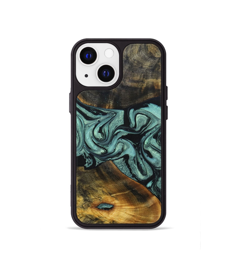 iPhone 13 mini Wood+Resin Phone Case - Carlton (Green, 691920)