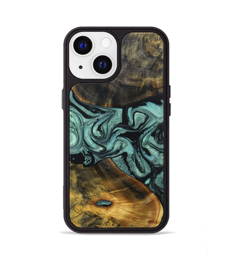 iPhone 13 Wood+Resin Phone Case - Carlton (Green, 691920)