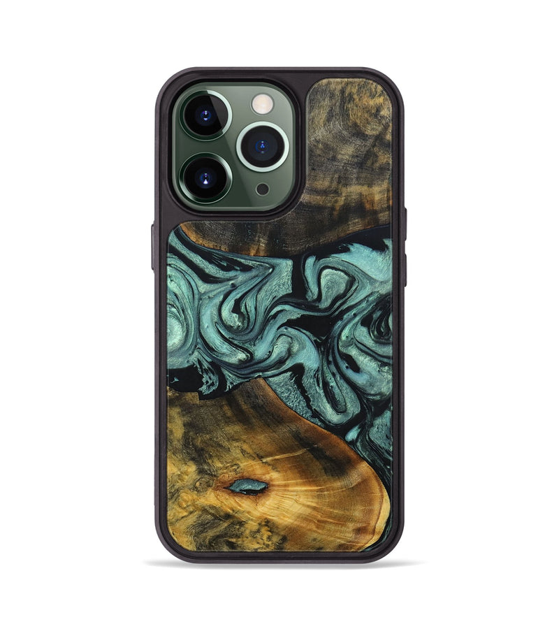 iPhone 13 Pro Wood+Resin Phone Case - Carlton (Green, 691920)
