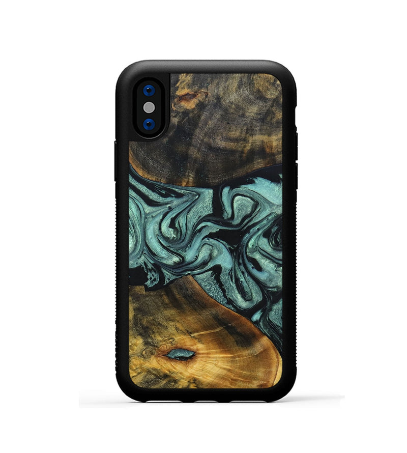 iPhone Xs Wood+Resin Phone Case - Carlton (Green, 691920)