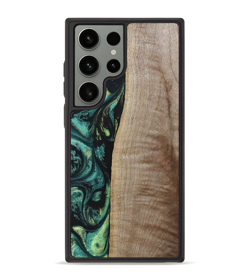 Galaxy S23 Ultra Wood+Resin Phone Case - Tina (Green, 691928)