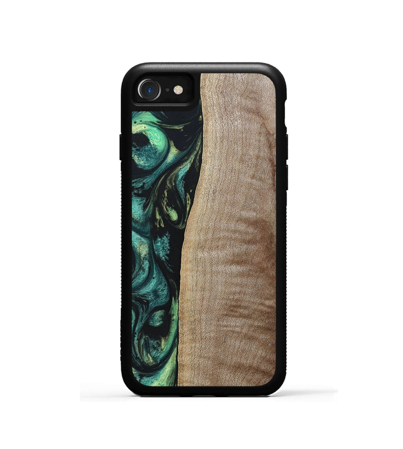 iPhone SE Wood+Resin Phone Case - Tina (Green, 691928)