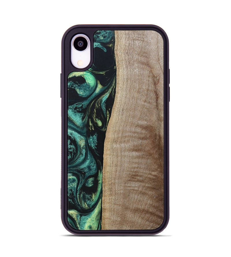 iPhone Xr Wood+Resin Phone Case - Tina (Green, 691928)