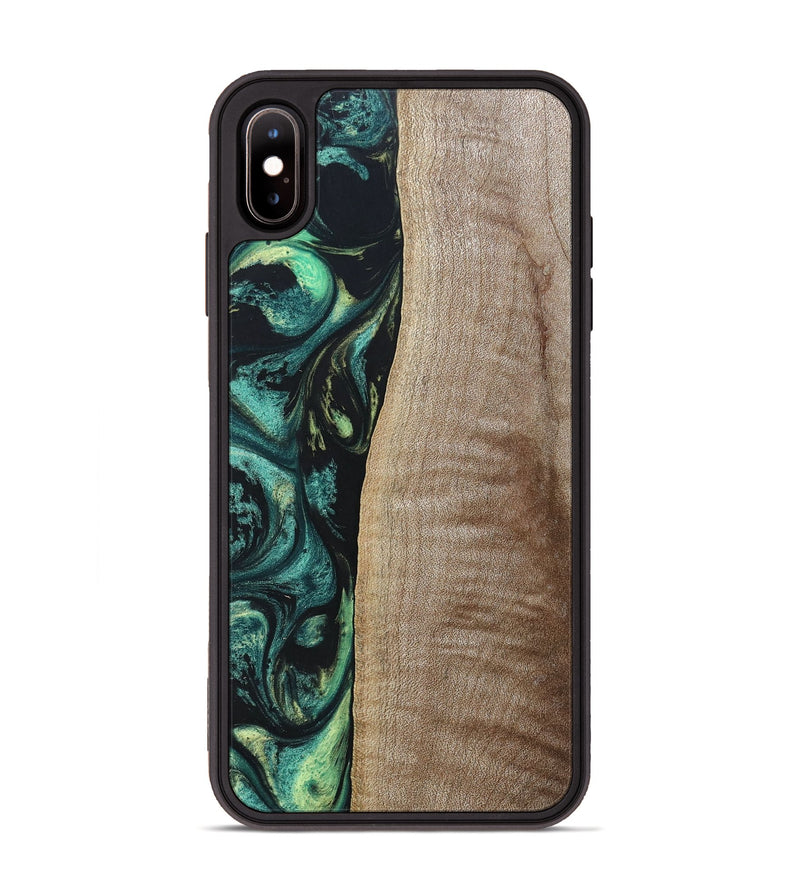 iPhone Xs Max Wood+Resin Phone Case - Tina (Green, 691928)