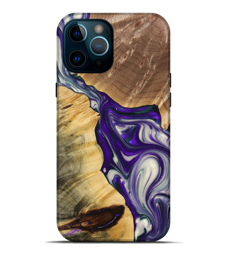 iPhone 12 Pro Max Wood+Resin Live Edge Phone Case - Susan (Purple, 691988)
