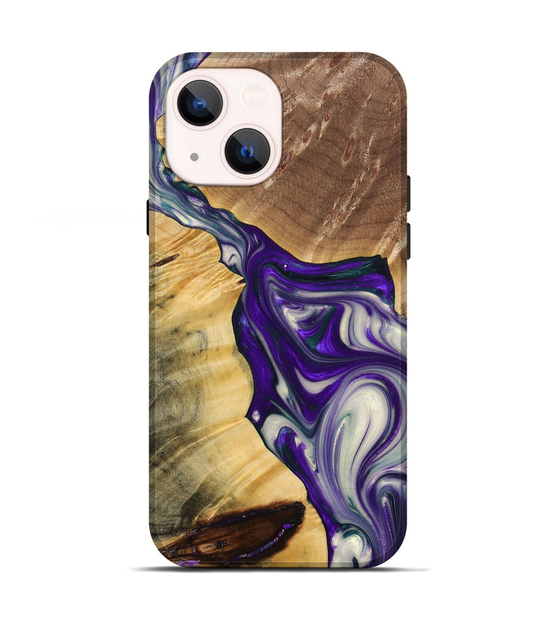 iPhone 13 Wood+Resin Live Edge Phone Case - Susan (Purple, 691988)