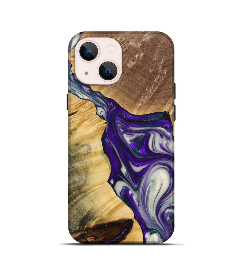 iPhone 13 mini Wood+Resin Live Edge Phone Case - Susan (Purple, 691988)