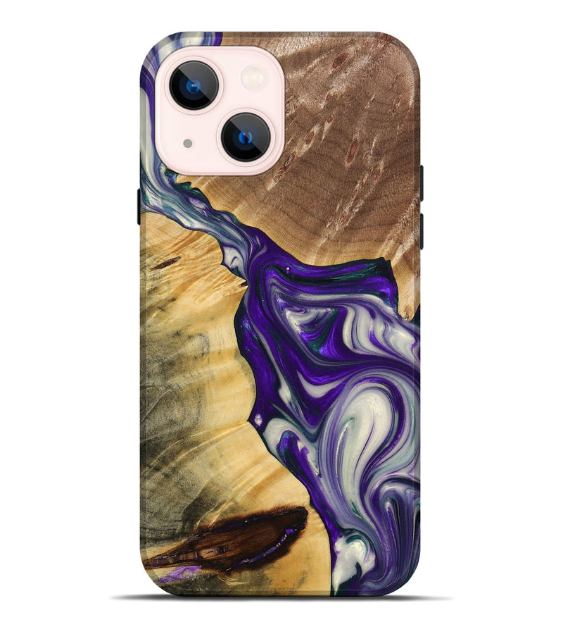 iPhone 14 Plus Wood+Resin Live Edge Phone Case - Susan (Purple, 691988)