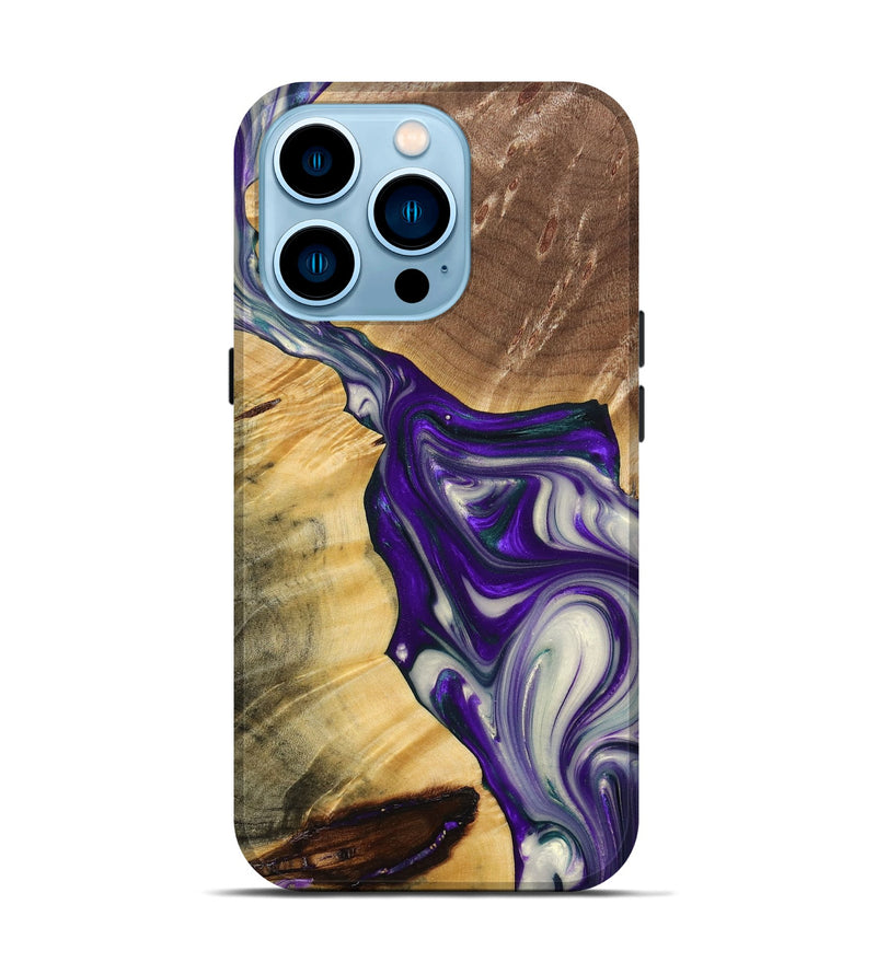 iPhone 14 Pro Wood+Resin Live Edge Phone Case - Susan (Purple, 691988)