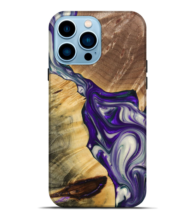 iPhone 14 Pro Max Wood+Resin Live Edge Phone Case - Susan (Purple, 691988)