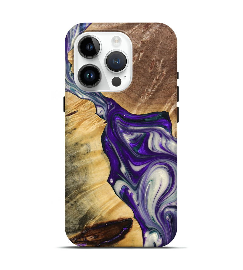 iPhone 15 Pro Wood+Resin Live Edge Phone Case - Susan (Purple, 691988)