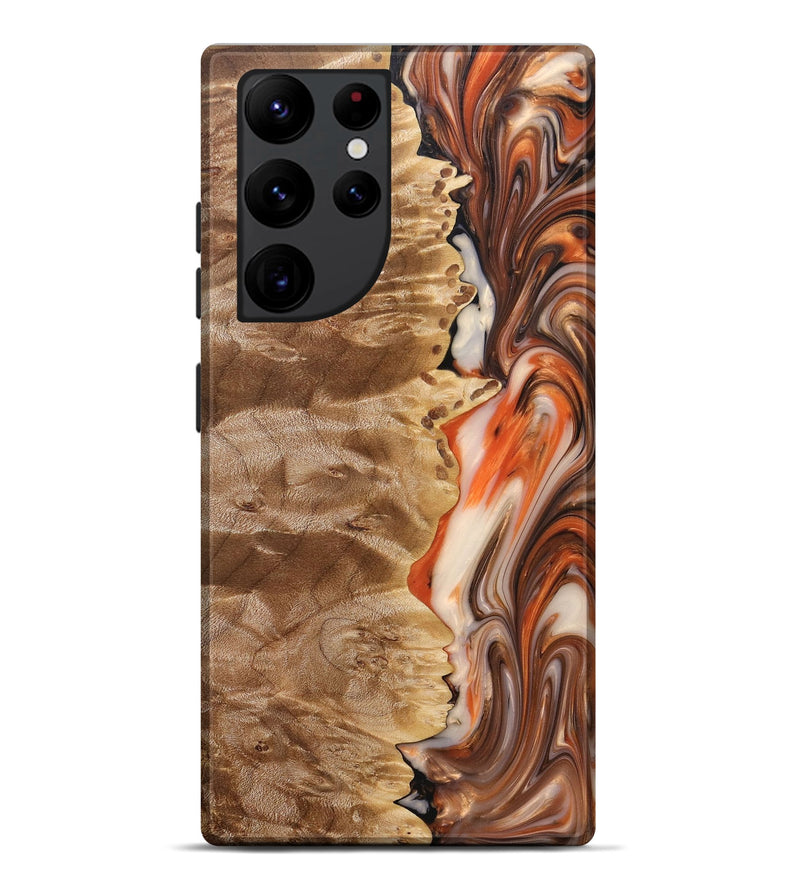 Galaxy S22 Ultra Wood+Resin Live Edge Phone Case - Hilary (Red, 691999)