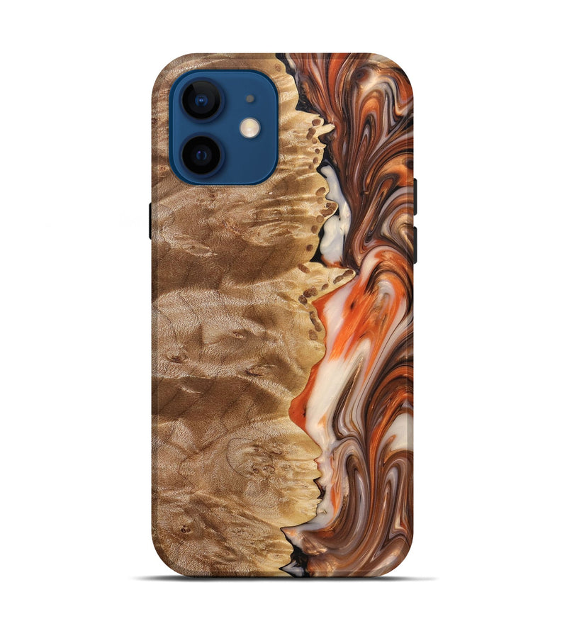 iPhone 12 Wood+Resin Live Edge Phone Case - Hilary (Red, 691999)