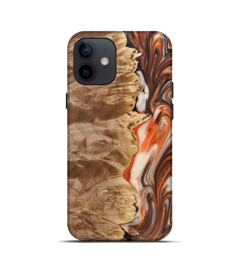 iPhone 12 mini Wood+Resin Live Edge Phone Case - Hilary (Red, 691999)