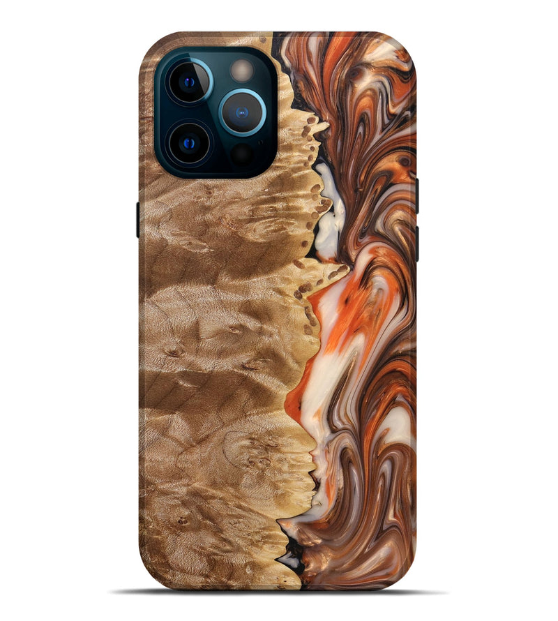 iPhone 12 Pro Max Wood+Resin Live Edge Phone Case - Hilary (Red, 691999)