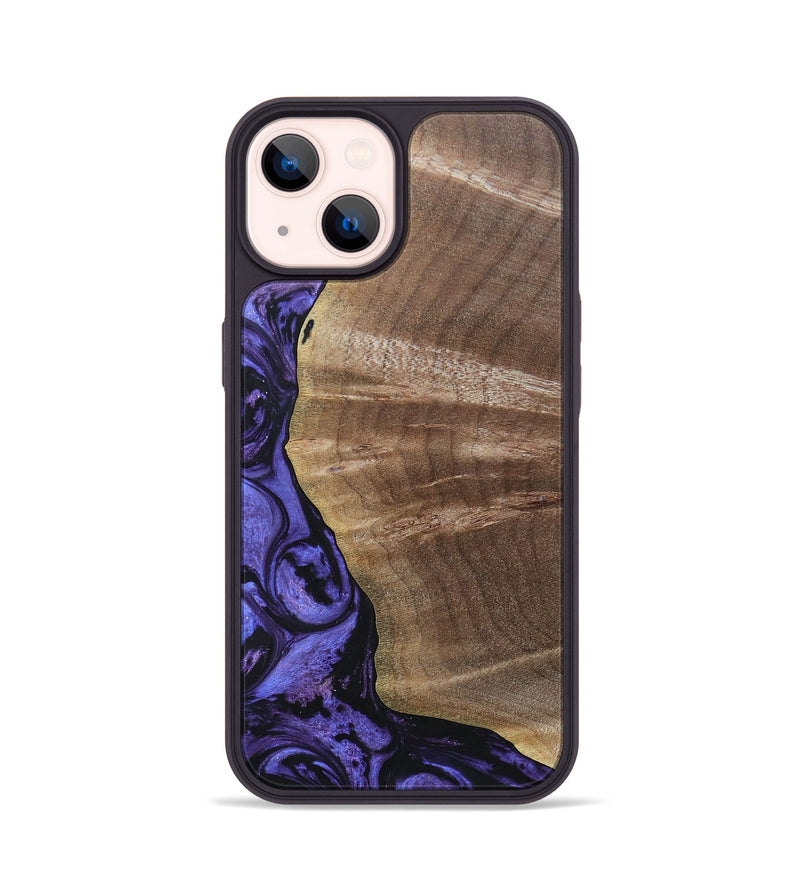iPhone 14 Wood+Resin Phone Case - Thomas (Purple, 692035)