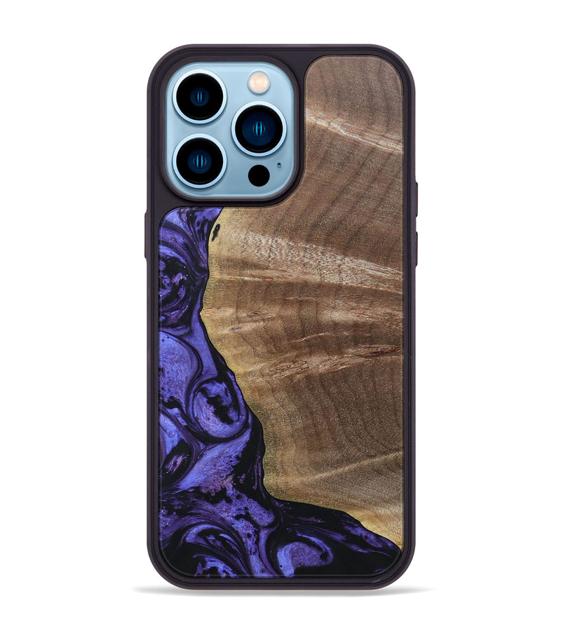 iPhone 14 Pro Max Wood+Resin Phone Case - Thomas (Purple, 692035)