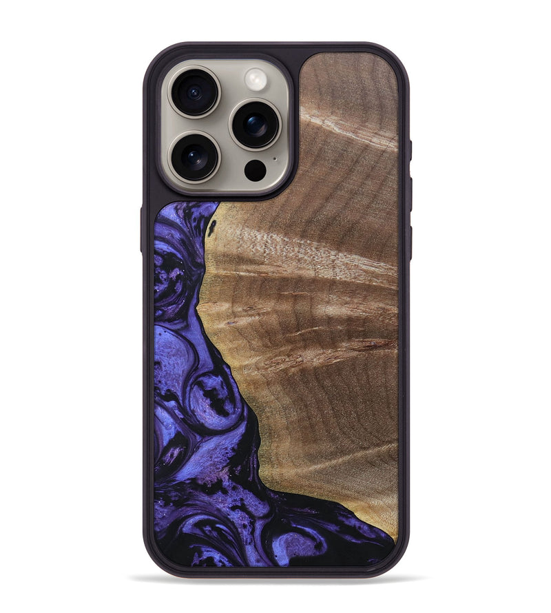 iPhone 15 Pro Max Wood+Resin Phone Case - Thomas (Purple, 692035)