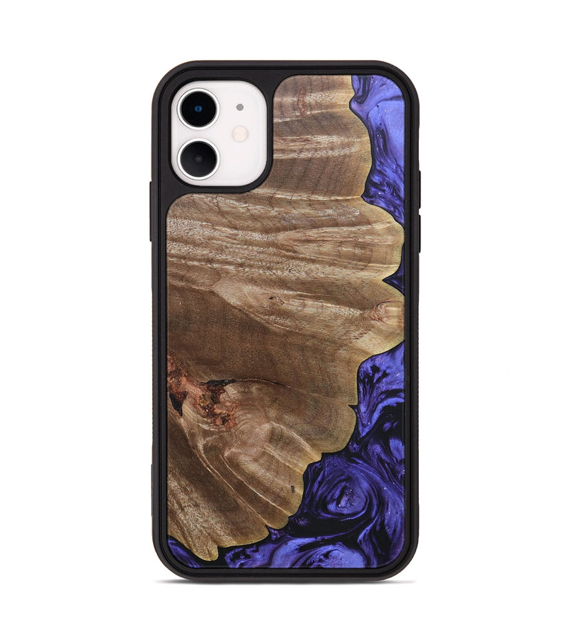 iPhone 11 Wood+Resin Phone Case - Shaun (Purple, 692036)