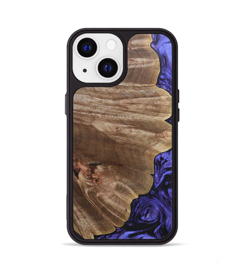 iPhone 13 Wood+Resin Phone Case - Shaun (Purple, 692036)