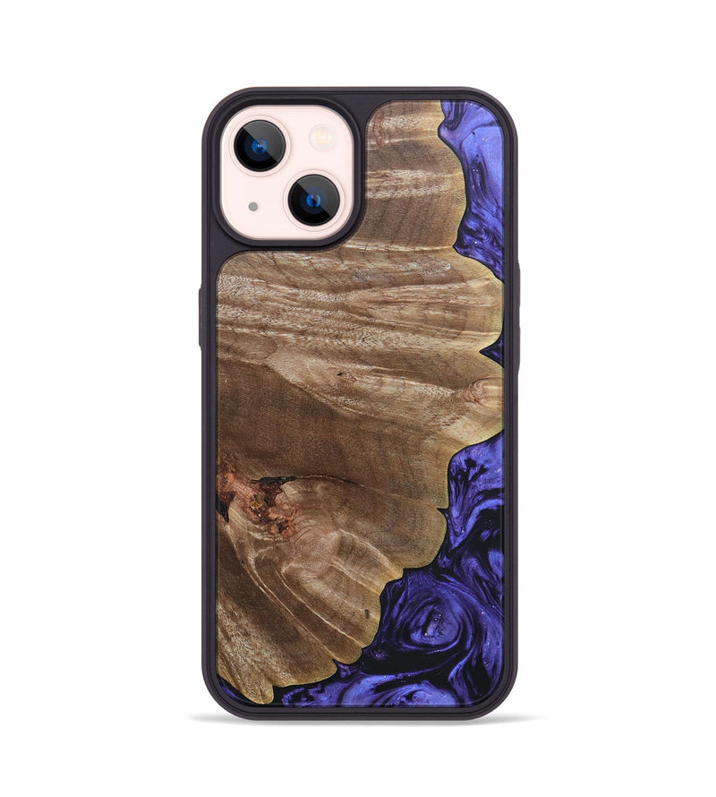 iPhone 14 Wood+Resin Phone Case - Shaun (Purple, 692036)