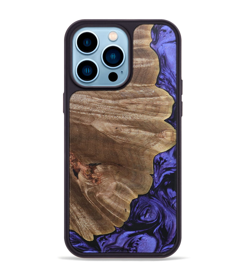 iPhone 14 Pro Max Wood+Resin Phone Case - Shaun (Purple, 692036)