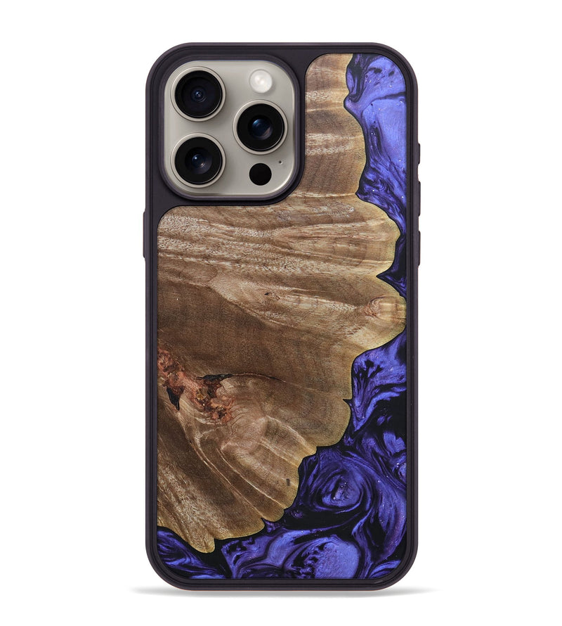 iPhone 15 Pro Max Wood+Resin Phone Case - Shaun (Purple, 692036)